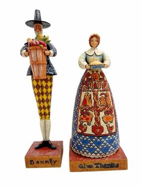 Jim Shore | Pilgrim Man & Women Figurines with Original Box Thanksgiving
